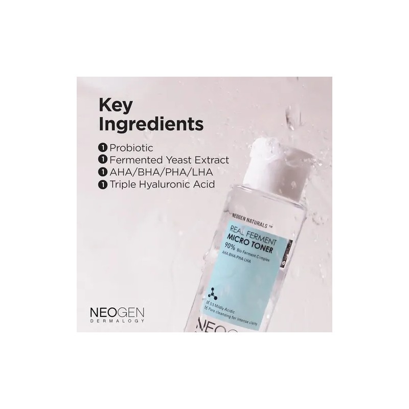 Tónico Facial Neogen Real Ferment Micro con AHA BHA, para