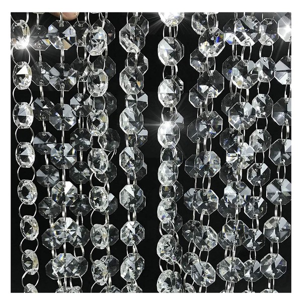 Cuentas de cristal para lámpara de araña de 20 pies, cadena de lámpara de cristal transparente para bodas, fiestas, Navidad, decoración de guirnalda de cristal