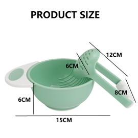Baby Food Masher Bowl Set,Baby Food Mash Bowl,Handmade Fruit Vegetable Food Grinding Bowl,with Non Slip Long Bowl Handle and Grinding Rod,Suitable for Making Various Types of Purees for Babies,Green