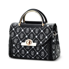 DIRRONA Retro Women's Handbag Small Women's Shoulder Bag Casual Tote Bag PU Leather Crossbody Bag Shopping Shoulder Bag University Bag for Office, Black B