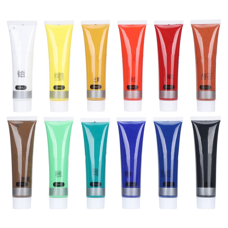 Acrylic Paint Set Hand Painted 12 Colors Pigment Tube for