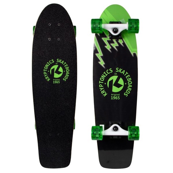 Kryptonics KR 30" Cruiser Skateboard for Kids, Light-Up Wheels with