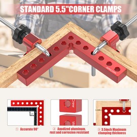 Corner Clamps for Woodworking, WenCrew 4 Pack 90 Degree Right Angle Clamp, 5.5" Aluminum Clamping Squares Woodworking Tools for Cabinets, Drawers, Frames, DIY Projects, Gifts for Men Dad
