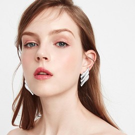 COORWEEL Large Silver Chunky Geometric Stud Earrings for Women Trendy Vintage Statement Oversized Studs