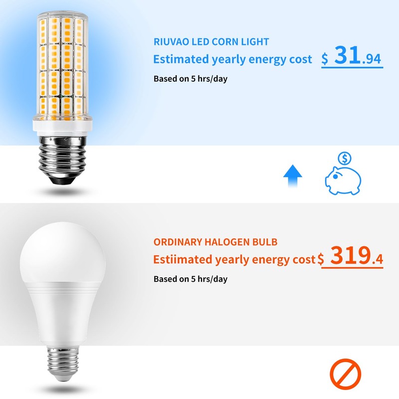 6 pcs Led Corn Light Bulb, 200w Equivalent 2500 Lumen