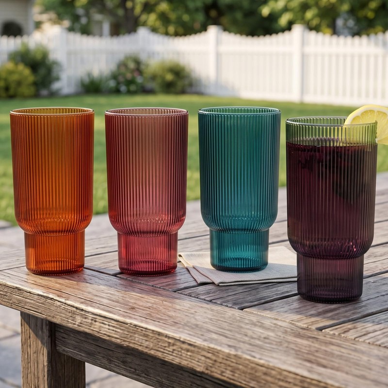 Khen Shatterproof Acrylic Tall Drinking Glasses Set, European Style, Dishwasher