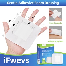 iFwevs Bordered Gauze Island Dressing - 30 Count, 4" x 4" Sterile Individually Wrapped Gauze Pads Highly Absorbent, Non-Woven Backing - Soft and Breathable Wound Dressing for First Aid and Medical