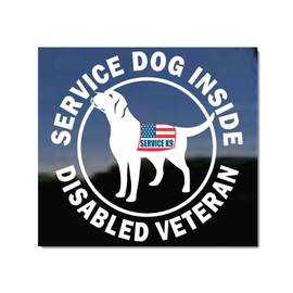 Service Dog Inside Disabled Veteran | NickerStickers® Vinyl Window Decal Labrador Retriever Dog Sticker