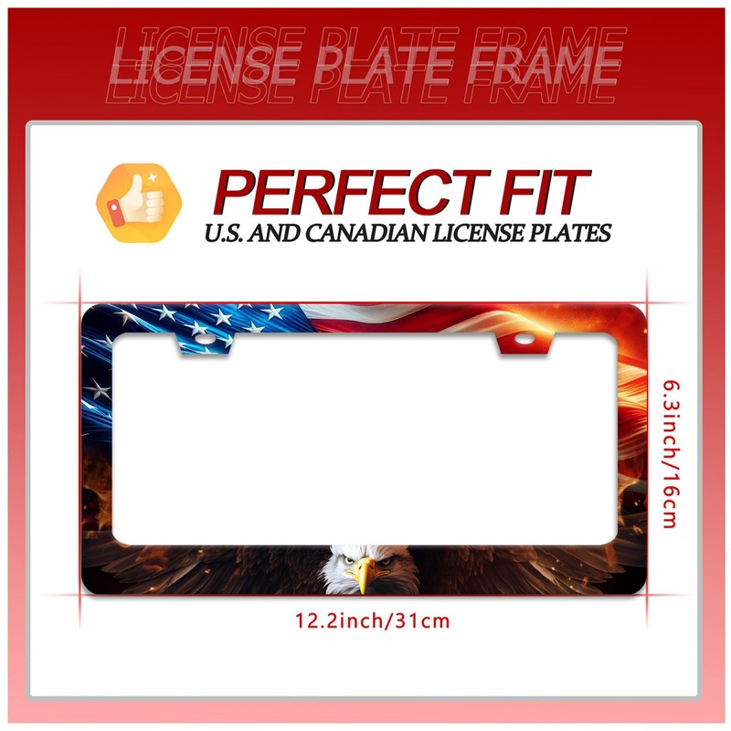 American Flag Bald Eagle License Plate Frame Patriotic License Plate