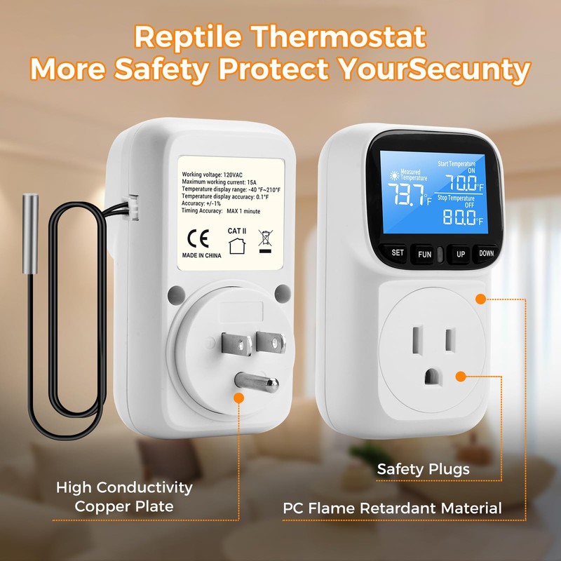 Diymore 1800W Plug in Digital Thermostat Temperature Controller Electric Thermostat