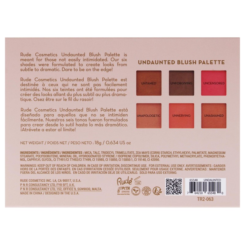 Blush Palette - Undaunted by Rude Cosmetics for Women -