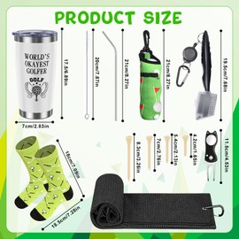 11 Pcs Golf Gifts for Men Include Golf Tumbler Golf Socks Golf Towel Golf Tees Golf Accessories Golfer Lovers Gifts for Husband Boyfriend Dad Uncle Boss Thank You Presents for Men