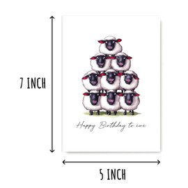 NDHGifts Happy Birthday To Ewe Card - Funny Card - Creative Greeting Card - Sheep Card - Cute Birthday Card For Girl Or Boy - Blank Greeting Card.
