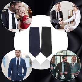 Dejicuk Set of 2 Ties for Men, Adjustable Tie Set for Men with Zip, Ties for Men, Pre-Tied Knot Ties for Men, Dark Navy, Black