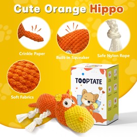 TOOPTATE Squeaky Dog Toys - Cute Soft Plush Dog Toys for Large, Medium, Small Dogs and Puppies to Keep Them Busy (Orange, Medium)