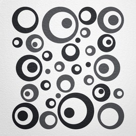 WANDfee® Wall Tattoo, Circles, Dots, 50 Stickers, Colour Choice For Children's Bedroom, Living Room, Hallway, Bathroom, Kitchen, Tile Stickers, grey