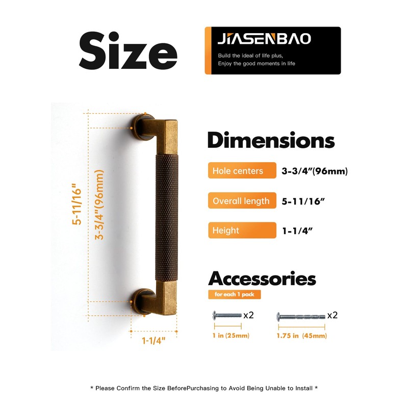 JIASENBAO 5 Pack Antique Brass Cabinet Pulls 3.75" Hole Center