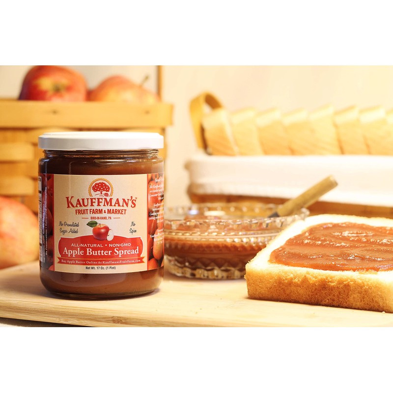 Kauffman's Fruit Farm Homemade Apple Butter Spread, Plain, 17 Oz.