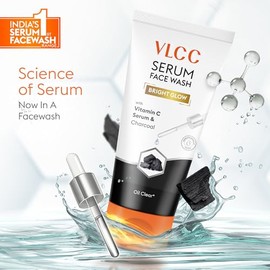 VLCC Serum Face Wash - Limpiador facial con carbón de bambú activado, árbol de té y arcilla de lava marroquí, limpiador facial suave, 3.38 onzas