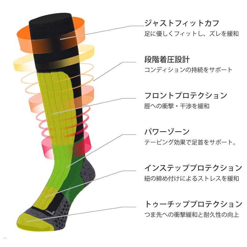 VAXPOT VA-1790 Snowboard Ski Socks, Set of 2, Thermolite, Graduated