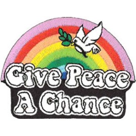 Klicnow Give Peace a Chance (Rainbow) embroidered Patch 8cm X 6cm (3" X 2 1/4")