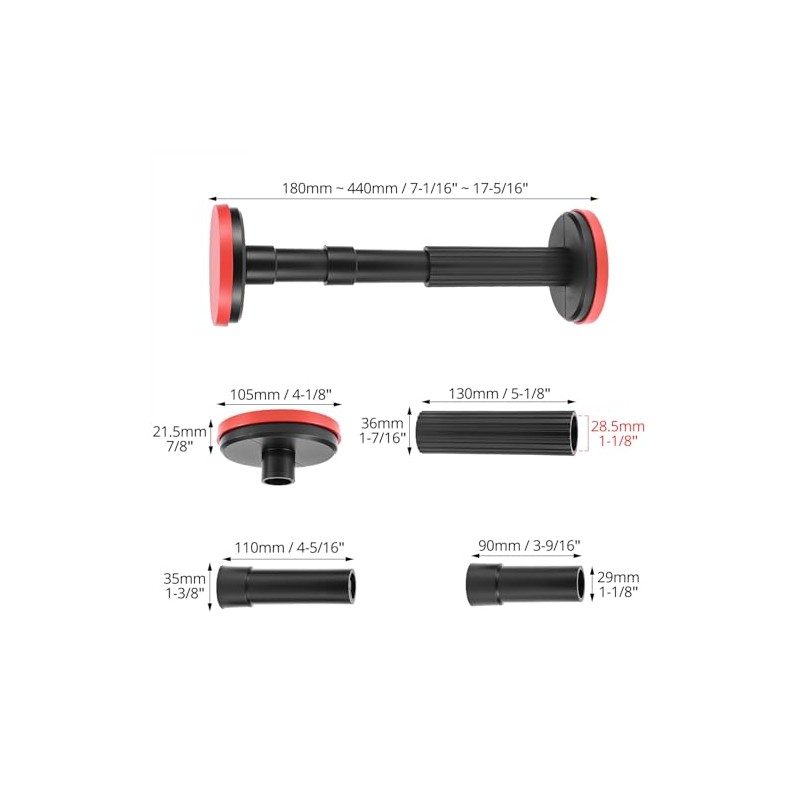 QWORK Adjustable Telescopic Support Pole 7–17.7 inch Range, 2 Pack
