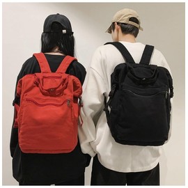 YINGKOR Vintage Canvas Backpack, Classic Daypack with Multiple Pockets, Rushbag, Multi Colors (College & High School, Red)