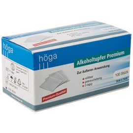 Höga-Pharm Premium Alcohol Swabs for External Use Tear-Proof Ready to Use 2-Ply Pack of 100