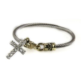 4030655 Rope Bangle Bracelet with Cross Charm Christian Faith Religious Jewelry