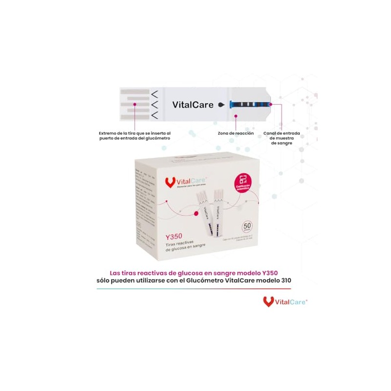 Vital Care Glucómetro 310 Kit Completo | 50 Tiras +