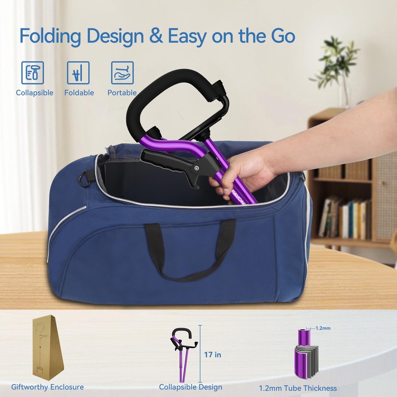 KingPavonini Canes for Women/Men with Second Handle, Foldable & Adjustable