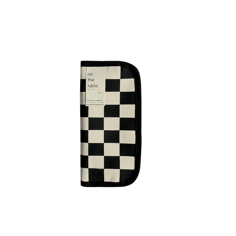 On The Table Checkerboard Pen Case Korean Pen Cosmetic Pouch
