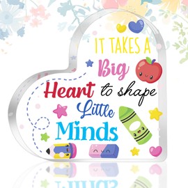 Teacher Appreciation Gifts Acrylic Heart Plaque for Women Best Teacher Gifts from Students Thank You Gift for Teacher’s Day Birthday Office Desk Decor Keepsake for Classroom Decoration Style A ﻿