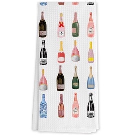 DNEULYR Champagne Gifts Kitchen Towels, Gifts for Champagne Lovers Dish Tea Towels for Kitchen Wine Bar Decor, Colorful Sparkling Wine Bottles Decorative Hand Towels, 16x24 Inch