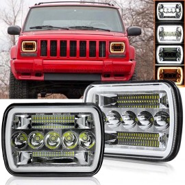 Unbranded Pair 5X7/7X6 LED Headlights For Jeep Cherokee XJ 1984-2001 Wrangler YJ 1986-1995