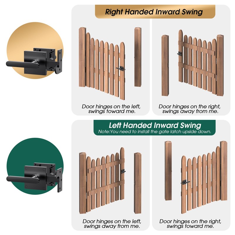 Double Side Gate Latch, Heavy Duty Gate Latch for Wooden
