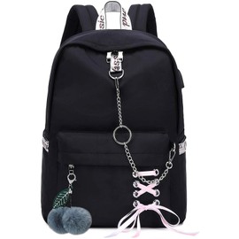 Gpslgkof Backpacks for Girls Backpack for School Bag Bookbag Aesthetic Cute School Backpack for Girls Teens (Black)