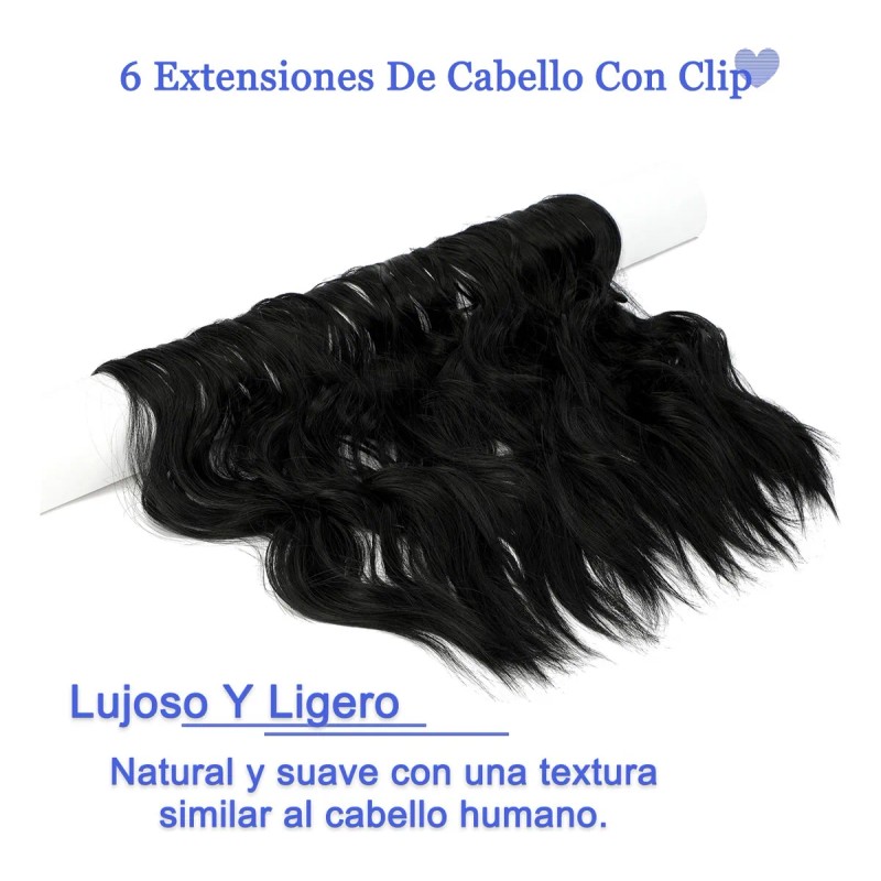 Extensiones De Cabello Con Clip, 6 Piezas, Cabeza Completa