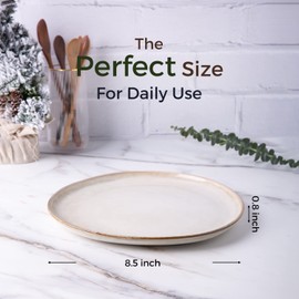 AmorArc Ceramic Plates Set of 6, 8.5 Inch Handmade Reactive Glaze Stoneware Plates set for Dessert, Salad, Appetizer, Dinner, Microwave & Dishwasher Safe, Scratch Resistant-Cappuccino