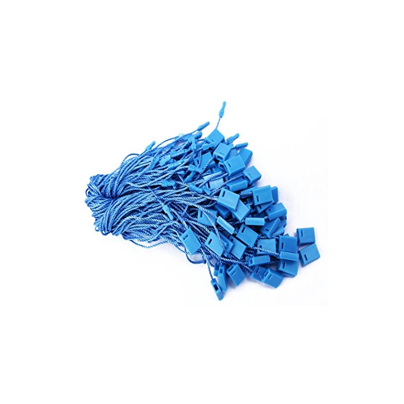 7" 100 Pcs Blue Hang Tag Nylon String Snap Lock