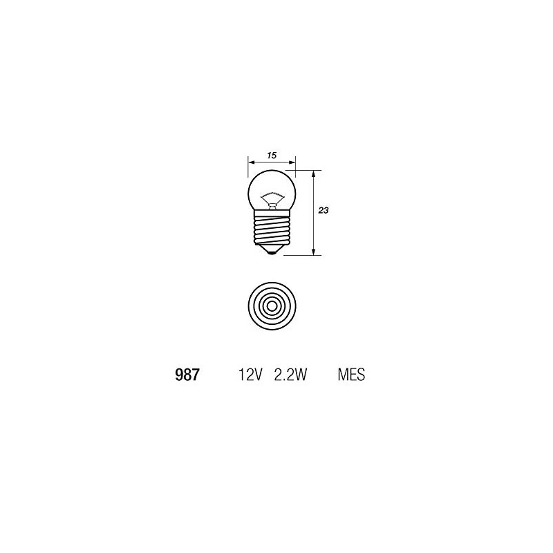 Autolamps 987 12v 2.2w G11 E10/13 MES Screw Base Bulb