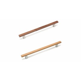 Gedotec Furniture Handles, Aluminium and Wood, Pack of 1, Folding Door Handles Furniture, Length: 284 mm, ARA, Walnut Stainless Steel Look, Minimalist, Cabinet Handles, Drawer Handles, Kitchen