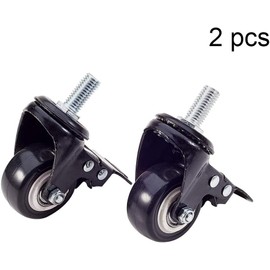 Swivel Caster Wheels 2" PU 360 Degree Caster Wheel Threaded Stem for Office Chair Commodity Shelf with Brake Black 2pcs