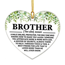 Brother Gift from Sister Brother, Brother Christmas Ornament Gift Birthday Graduation Gifts for Brother Acrylic Heart Keepsake Gift, a Male Sibling Protector