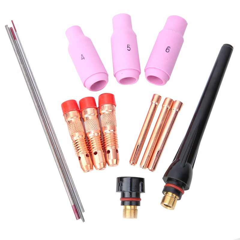 14pcs TIG Welding Kit AK2 Collet Cup Cap Tungsten 040in~3/32in
