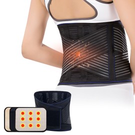 GDBYUE Cinturón de Soporte Lumbar con Imanes de Calor, Faja Lumbar para Hombre y Muje,Transpirable, 4 Placas de Acero para Dolor de Espalda (XX-Large)