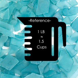 CYS EXCEL Sea Glass 16 Ounces Light Blue | Multiple Color Choices Crushed Glass Vase Filler | Aquarium Nautical Décor for Art Crafts Flat Frosted Dyed Color Stone