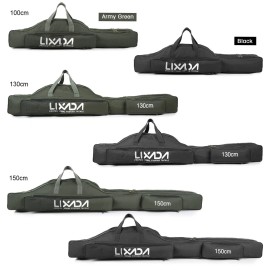 Lixada Portable Fishing Bag Foldable Fishing Pole Bag Fishing Rod Carrier I4O1 - 150cm, Black