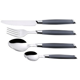 Jean Dubost 20274 Besteckgarnitur, abgewinkeltes Design, zweifarbig, grau, 24-teilig