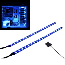 DS Blue PC LED Flexible Light Strip Computer Lighting with Magnetic Design for Computer Case Lighting Kit, Blue Desk Moon Lamp (11.8inch, S Series)